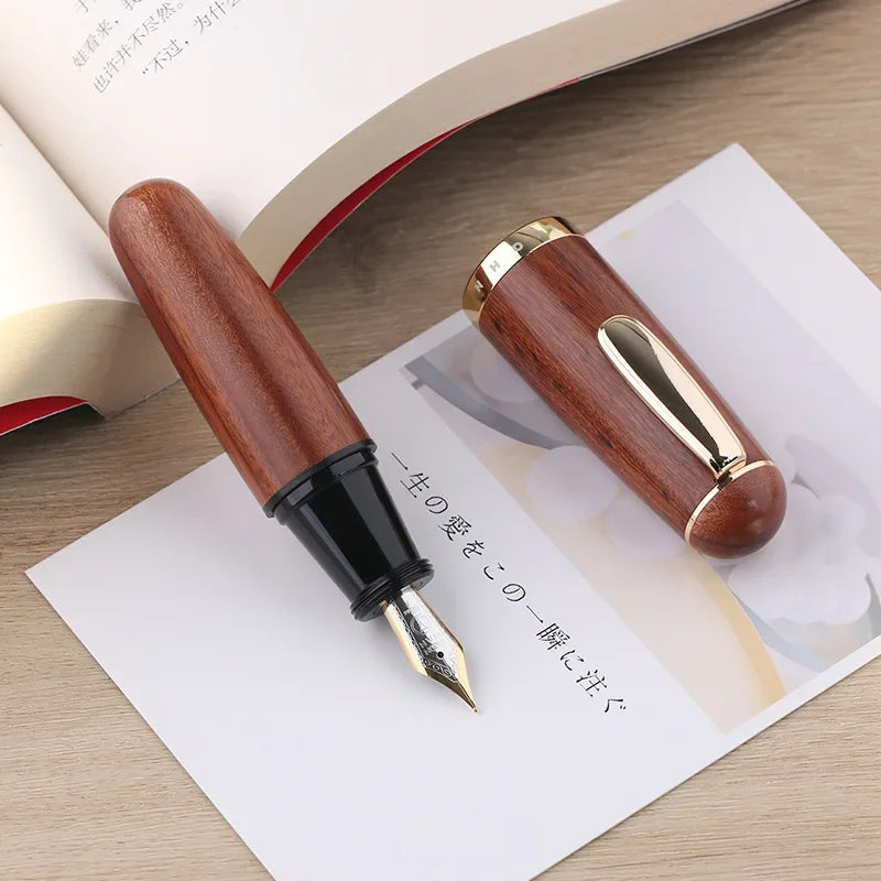 Majohn q1 mini wood/acrylic transparent pocket-size eyedropper fountain pen iridium long knife nib portable ink writing