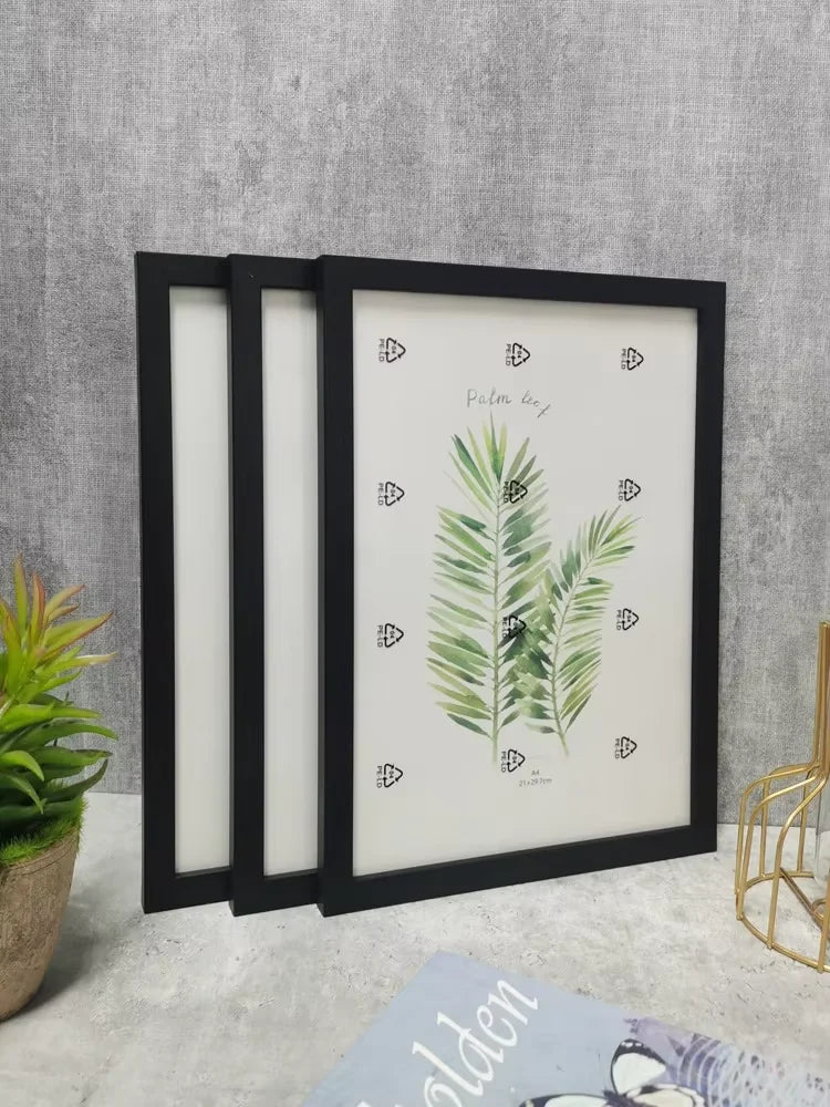 3pcs black white apricot a4 a3 solid wood photo frame mounted on the wall or desktop poster comes with hardware