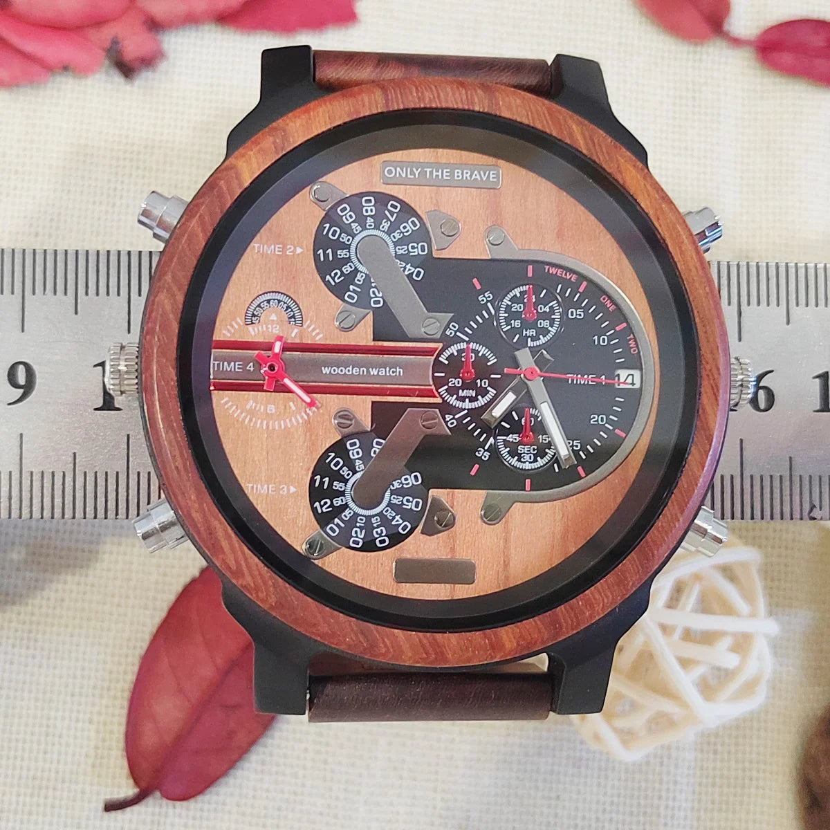Men’s large dial wood watch fashion timepieces chronograph wooden quartz wrist watches for men thanksgiving day