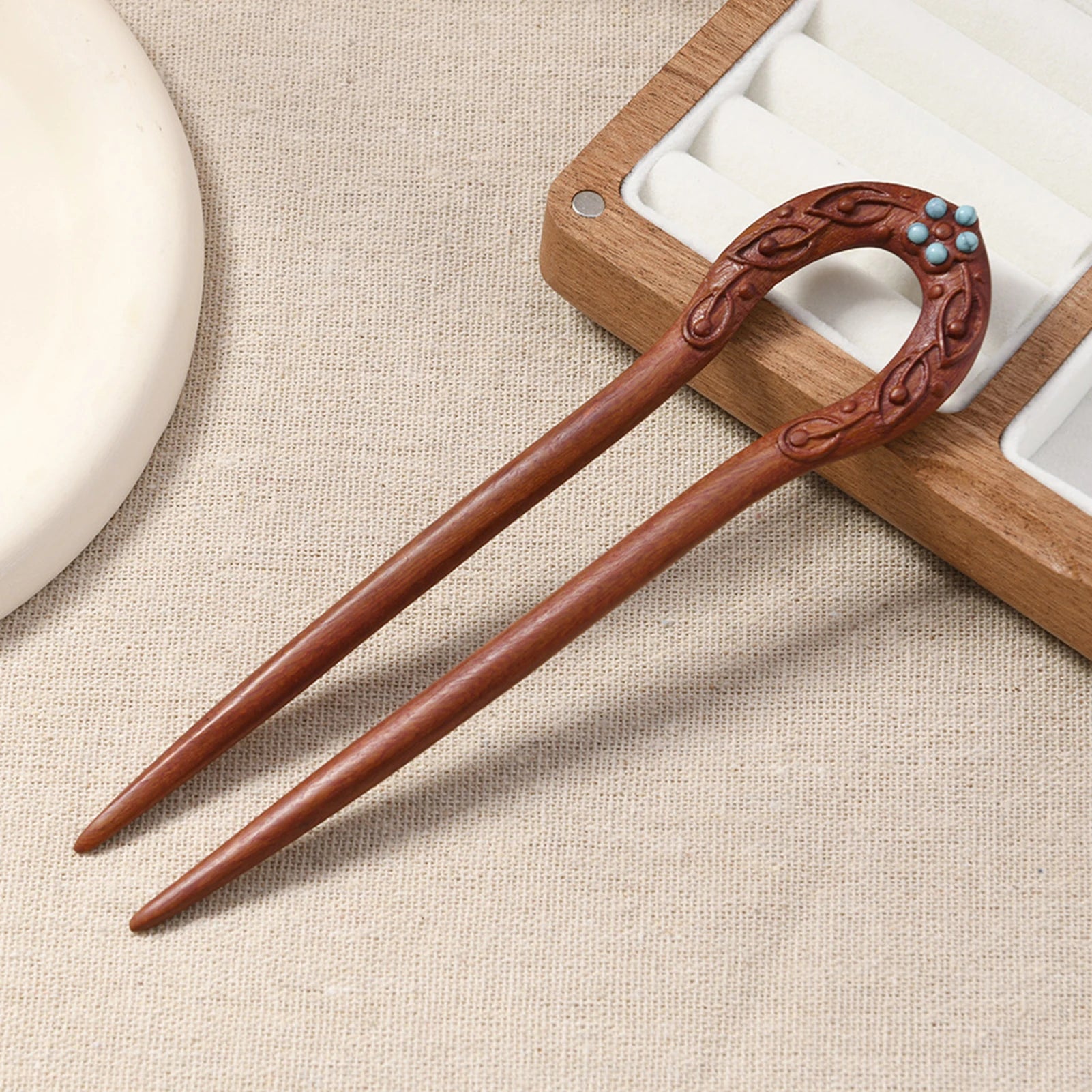 Wooden hairpins u shaped hair sticks chinese hanfu accessories simple sandalwood bun chopsticks girls retro jewelry