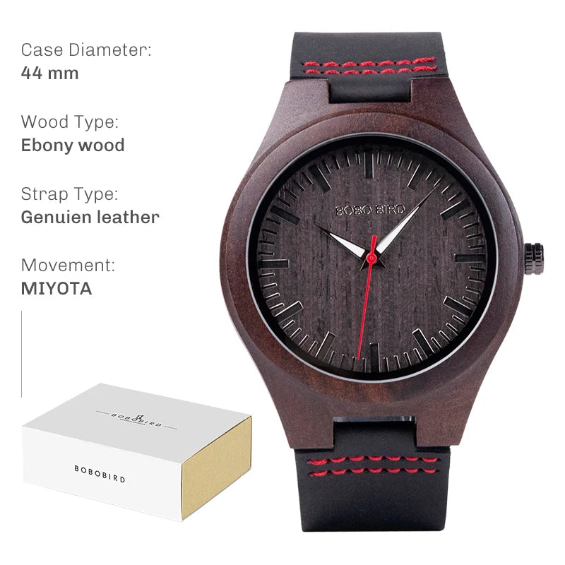 Bobo bird wood watch for men natural handcrafted wooden watches lightweight quartz wristwatch limited time offer