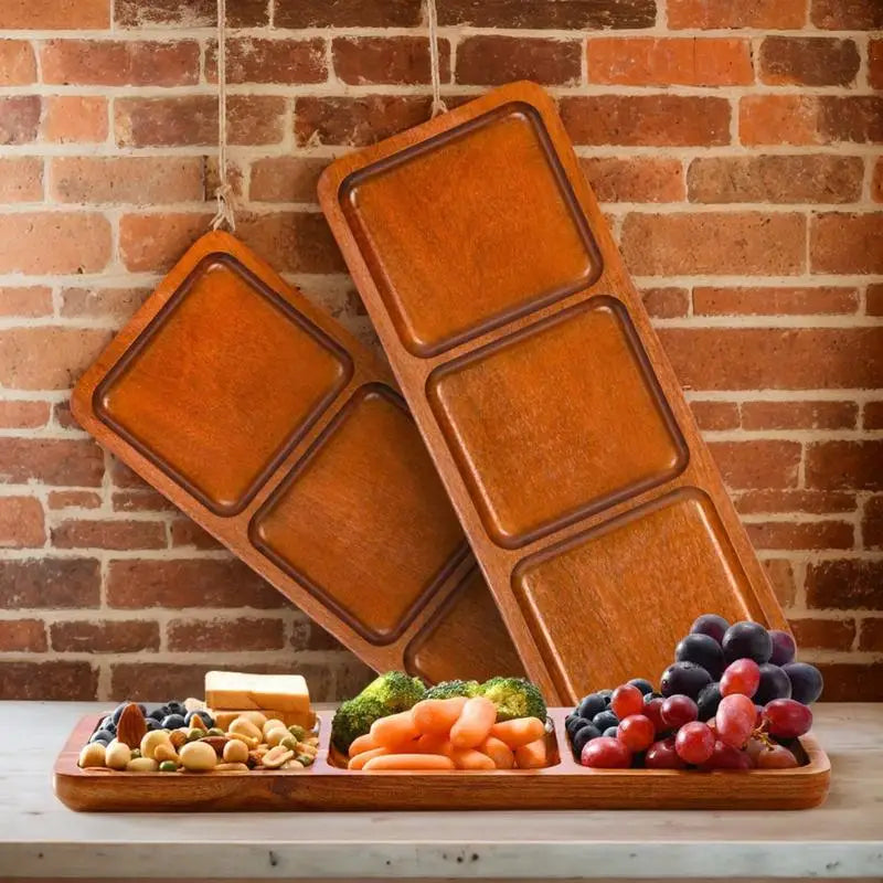 Fruit tray acacia 3 grid food platters sturdy serving utensils beautiful wooden divided for birthday wedding