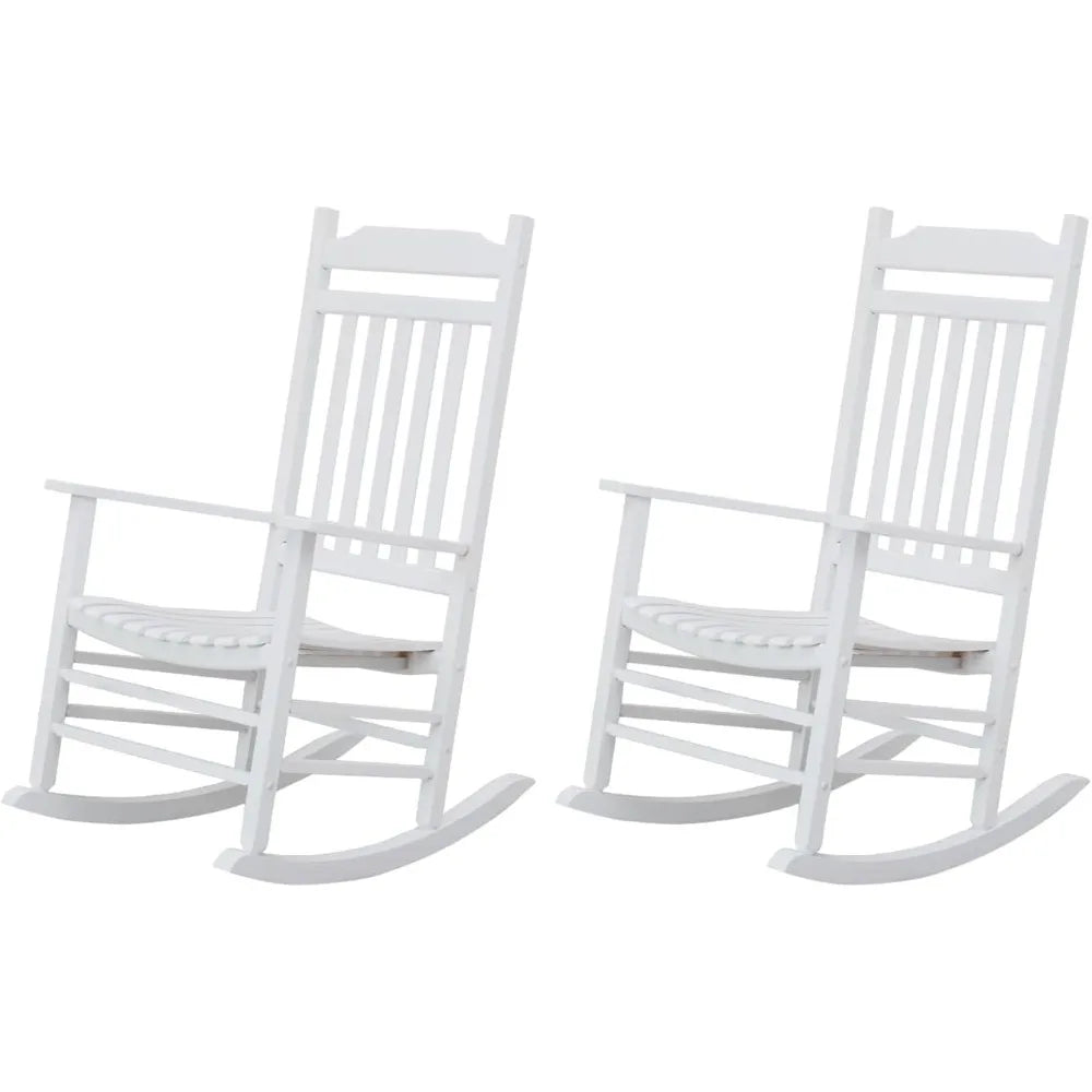 Patio rocking chairs furniture white wooden outdoor rockers set of 2 porch for audlt indoor outside balcony garden