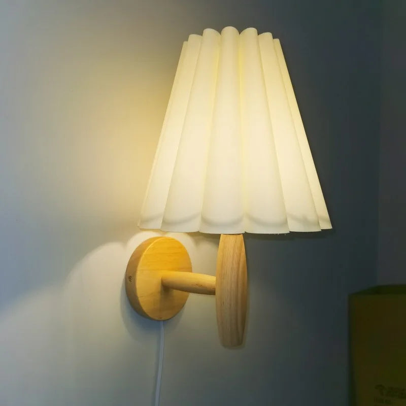 Log color wood wall lamp petal entrance corridor balcony aisle atmosphere night light bedroom bedside decorative - d