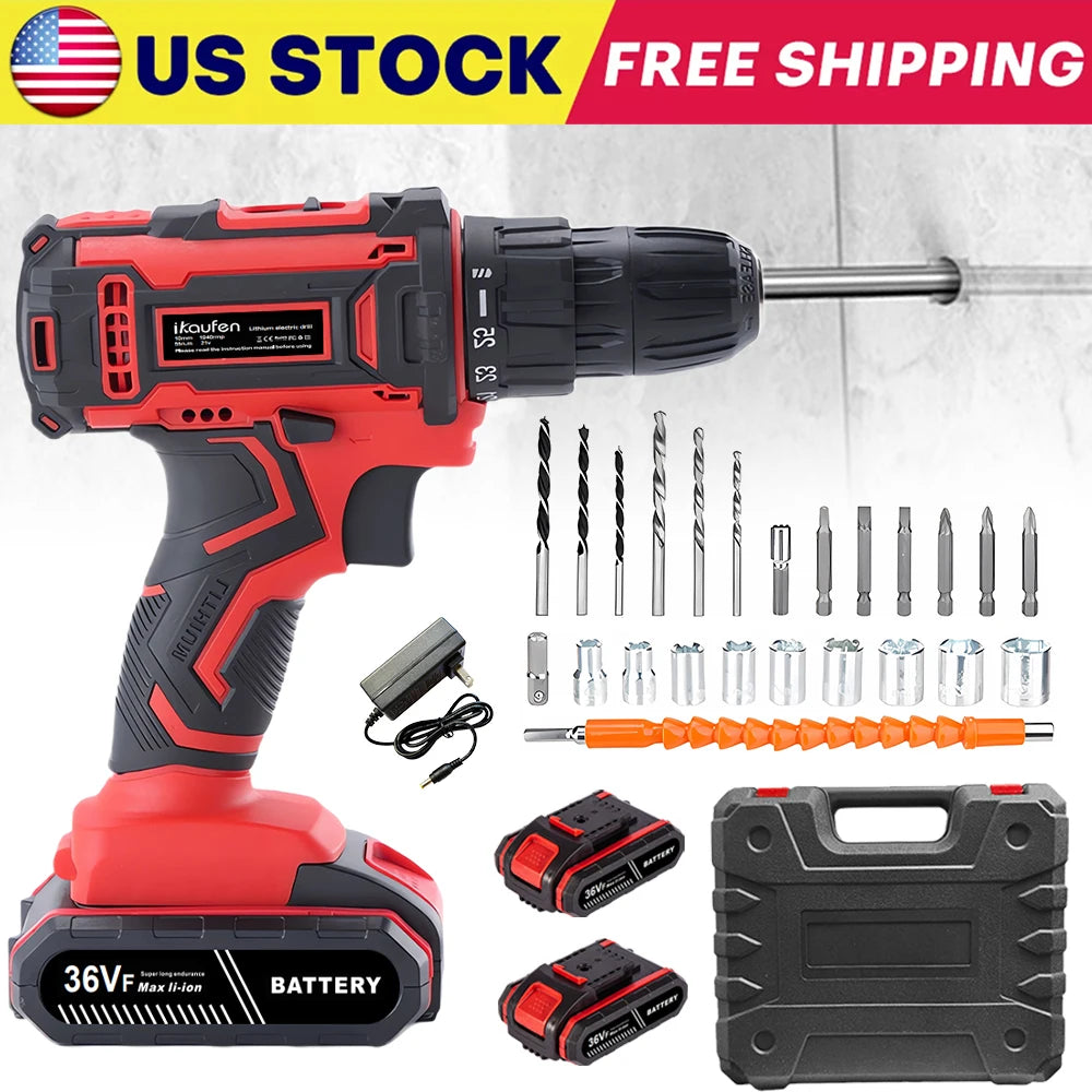 Power tools professional wireless drill electric driver woodwork screwdriver mechanical battery set impact drilling