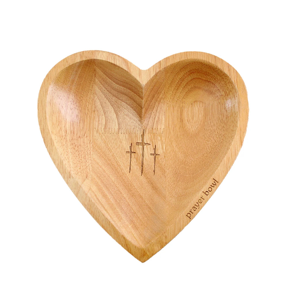 Home decor 23*23*3cm christian bowl decoration craftsmanship of wood heart shaped design thoughtful present - dark