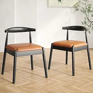 Dining chairs set of 2 mid century modern kitchen & room for room,dining table with solid wood leg - united states / pu