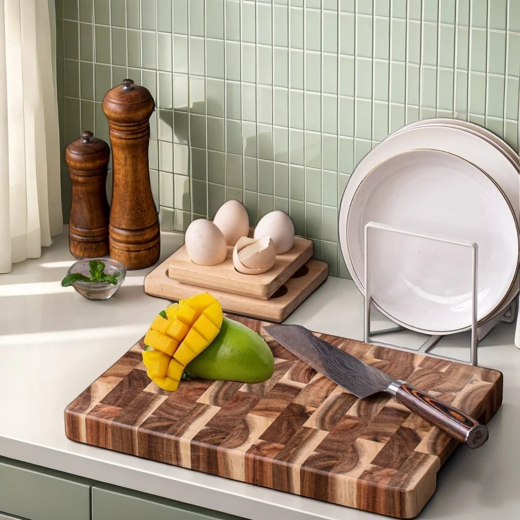 High quality nature acacia wood seamless stitching end grain kitchen food chopping wooden cutting board - s 36x24x3cm