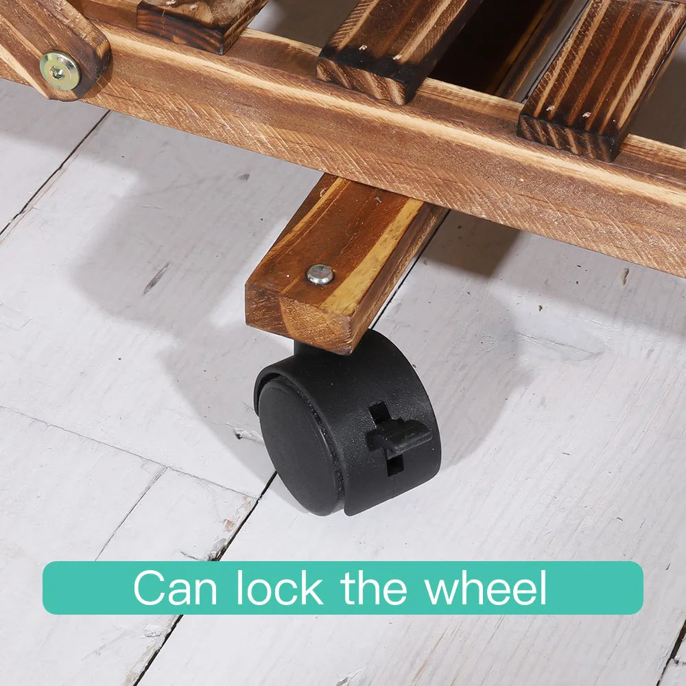 6 tier wood plant stand vertical carbonized multiple holder indoor outdoor patio - brown / united states