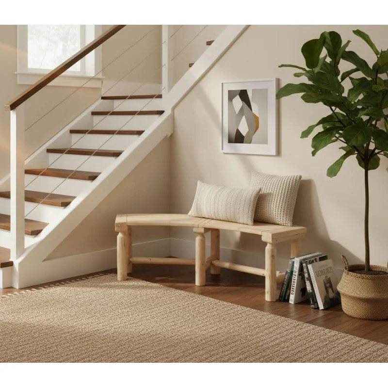 (uux)outdoor wooden curved backless porch rustic style cedar/fir wood log fire pit bench for patio garden deck and back