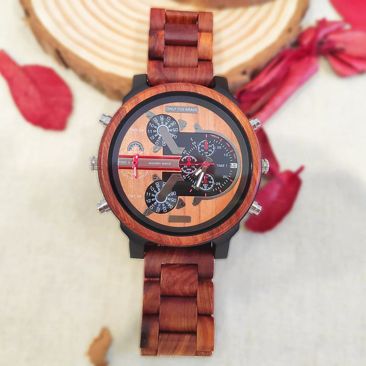 Big face wrist watches men large wood watch man fashion men’s quartz wristwatches strap dress dual clock wooden