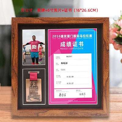 Wooden medal display frame marathon bae creative picture stand storage organizer modern simple sle rectangle - original