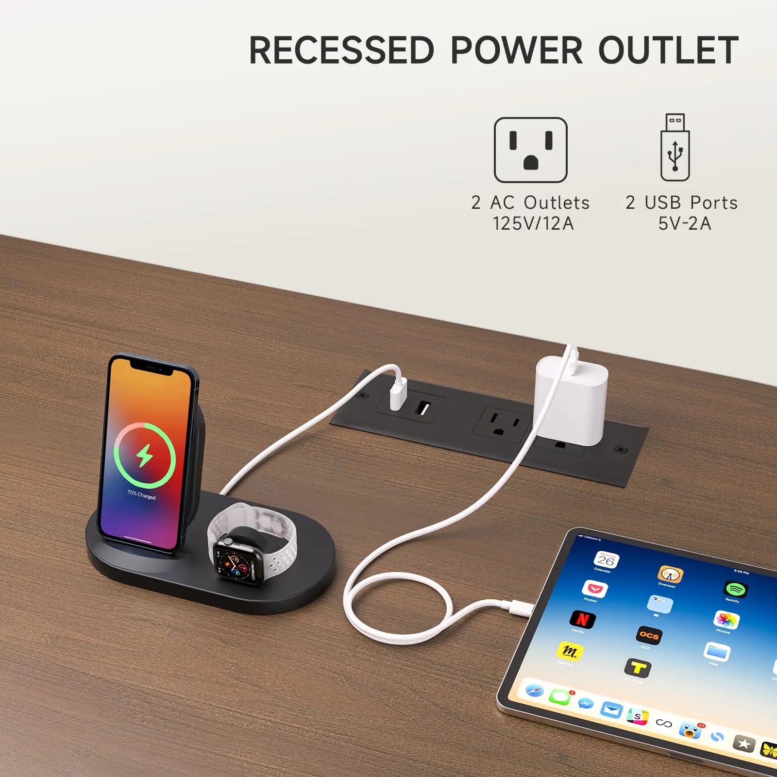 Tv stand living room furniture with power outlet for tvs up to 60/70’’,tv table sliding doors storage adjustable shelves