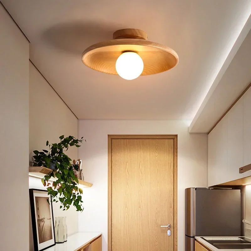 Nordic ceiling light wooden circular used for high-quality lighting in cloakrooms bedrooms study rooms homes,