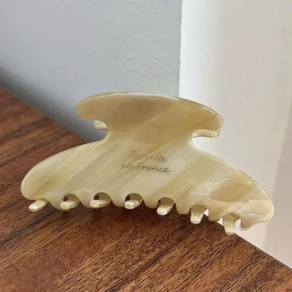 1pc elegant vintage french hair clip two-tone with wood grain & marbled design perfect for casual daily dressing cute