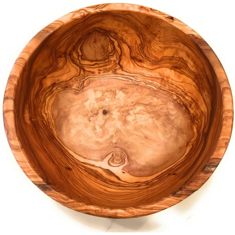 Handcrafted olive wood serving bowls - unique decorative wooden for fruit salad snacks and chips in small medium si
