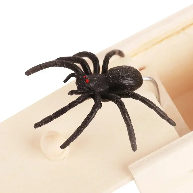 Trick spider funny scare box wooden hidden quality prank fun game friend office toys - decorative