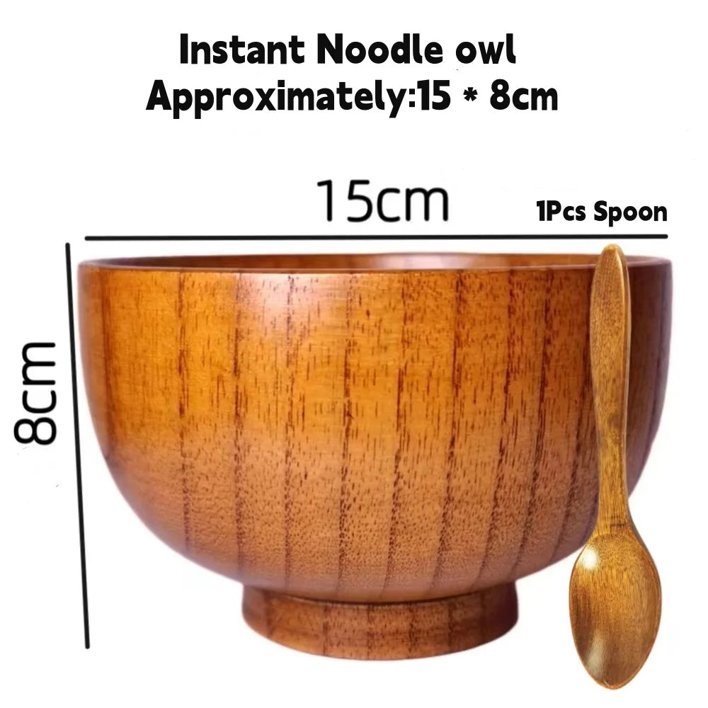 Japanese style jujube wood bowls,with wooden spoon,round rice bowls,restaurant noodles bowls,fruit salad bowls oup
