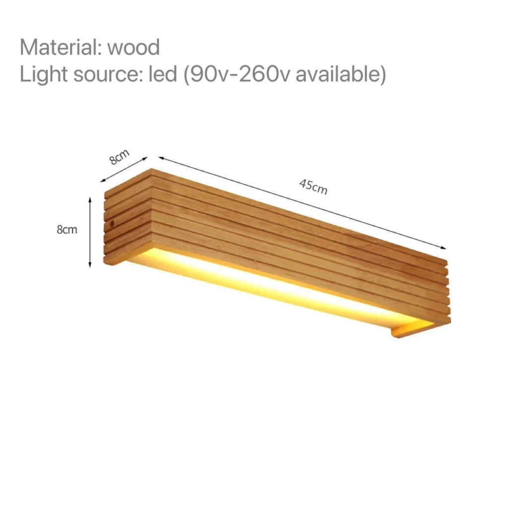 Modern led wood wall sconce lights for bathroom hotel background decoration lamp wooden lighting fixtures mirror nordic