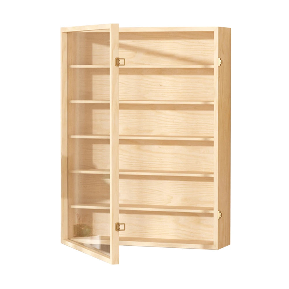 6-layers solid wood wall mounted figurine collection box display cabinet shelf toy storage for living room bedroom