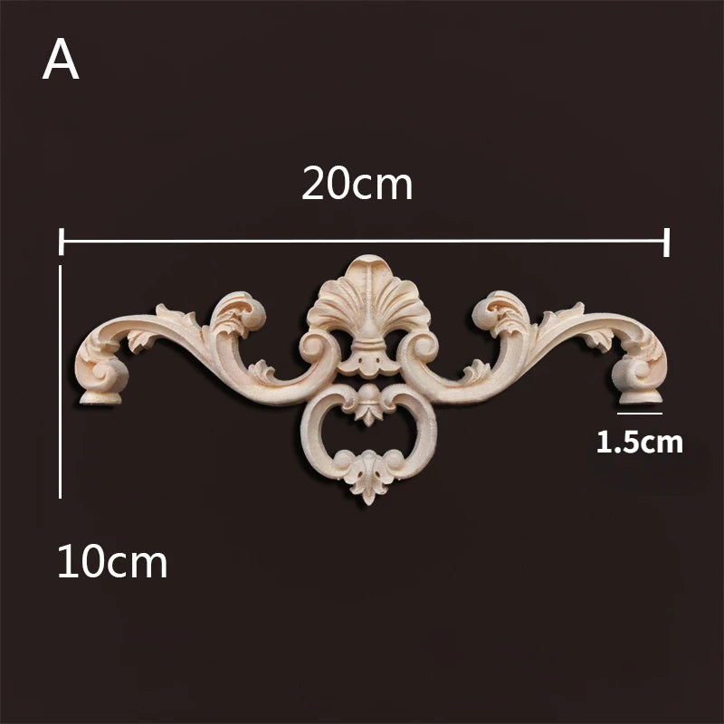 Europe wood appliques molding decals for furniture home decor carving onlays flower background wall decoration
