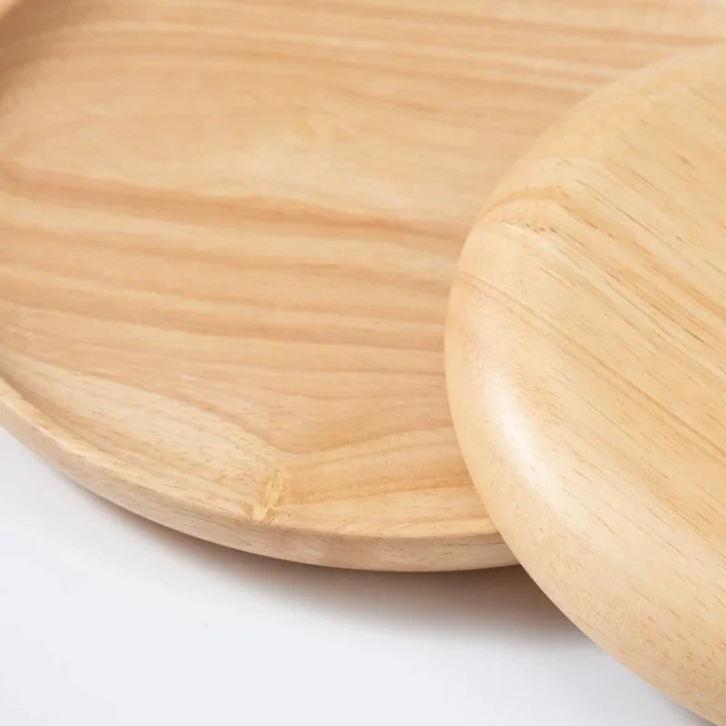 Wooden dessert plate round natural solid non-painted non-waxed fruit snacks dinner home storage