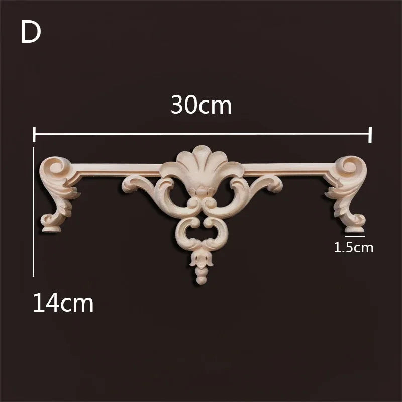 Europe wood appliques molding decals for furniture home decor carving onlays flower background wall decoration