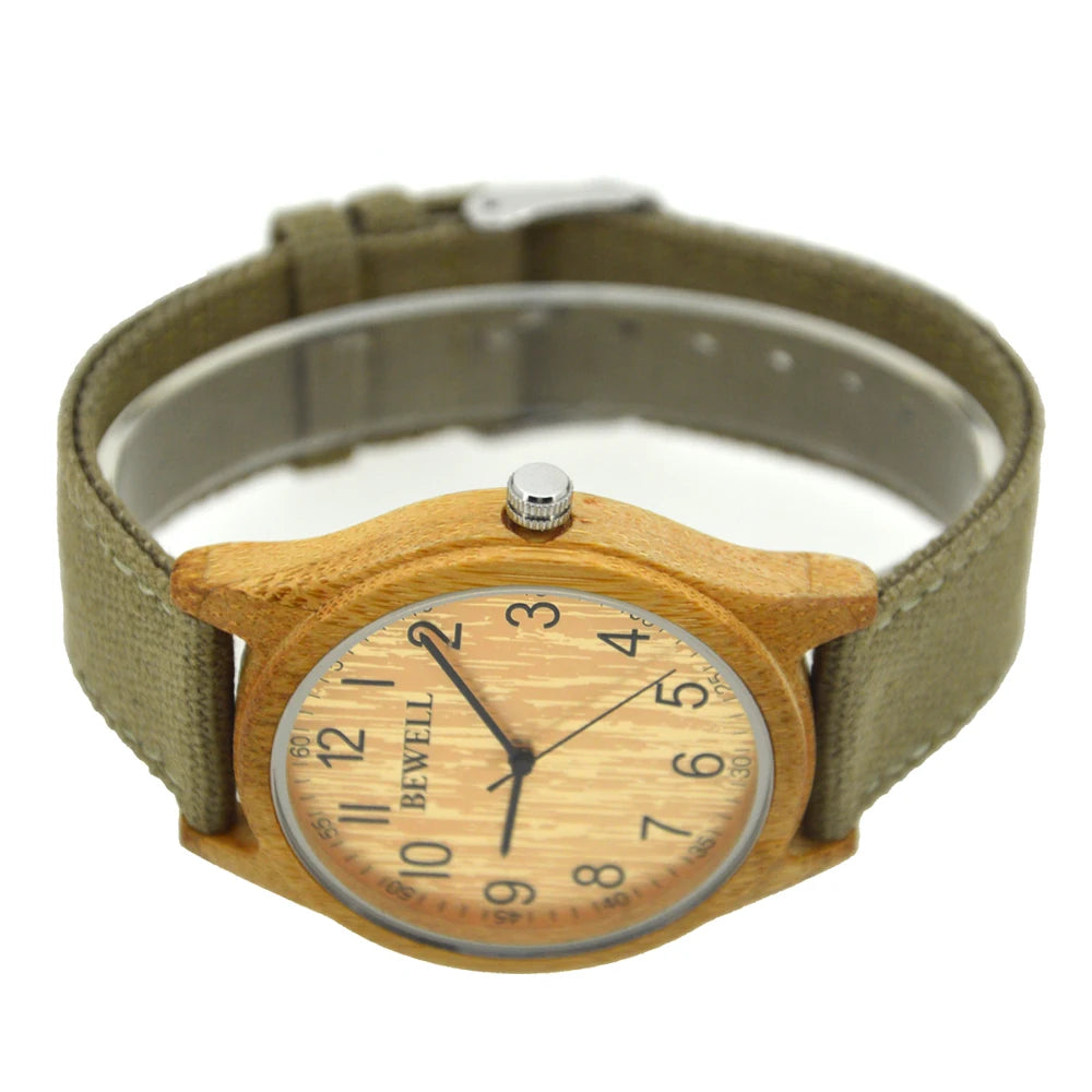 Unisex wooden watch - altenberg model handmade from 100% natural bamboo with quartz movement - lightweight analog