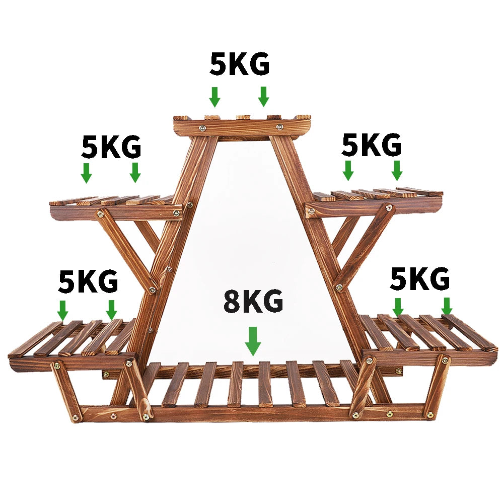 Wooden plant stand holder 6 tier flower pot rack corner display shelf for indoor outdoor