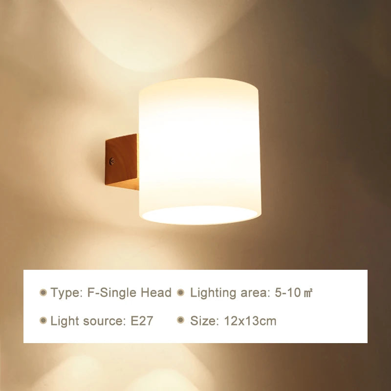 Modern led wall lamps wooden lights bedroom bedside stairs corridor interior mounted lighting sconce home decor light