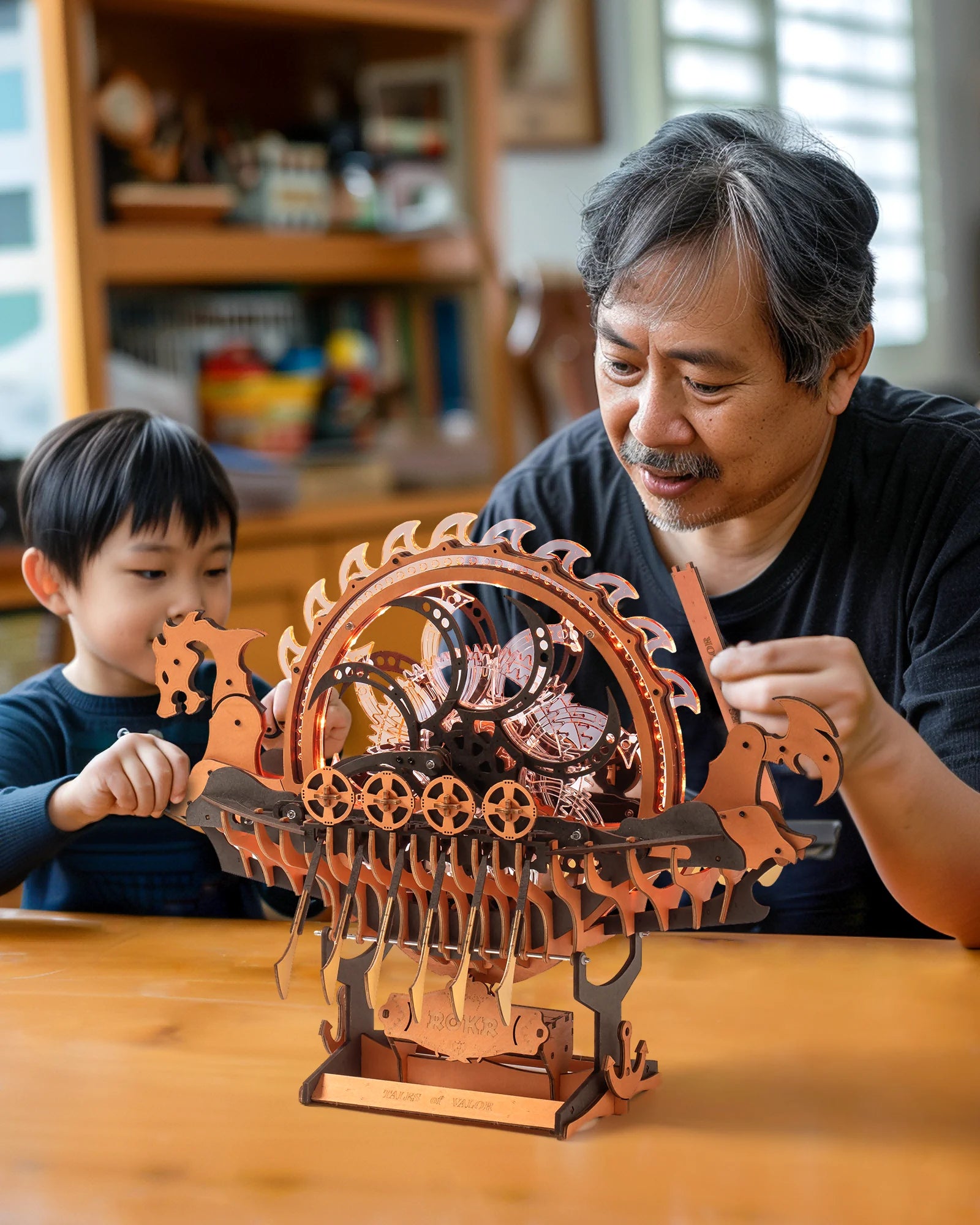 Robotime rokr vikingship moveable model for kids great present choice eco-friendly wood 3d wooden puzzle dragon-boat