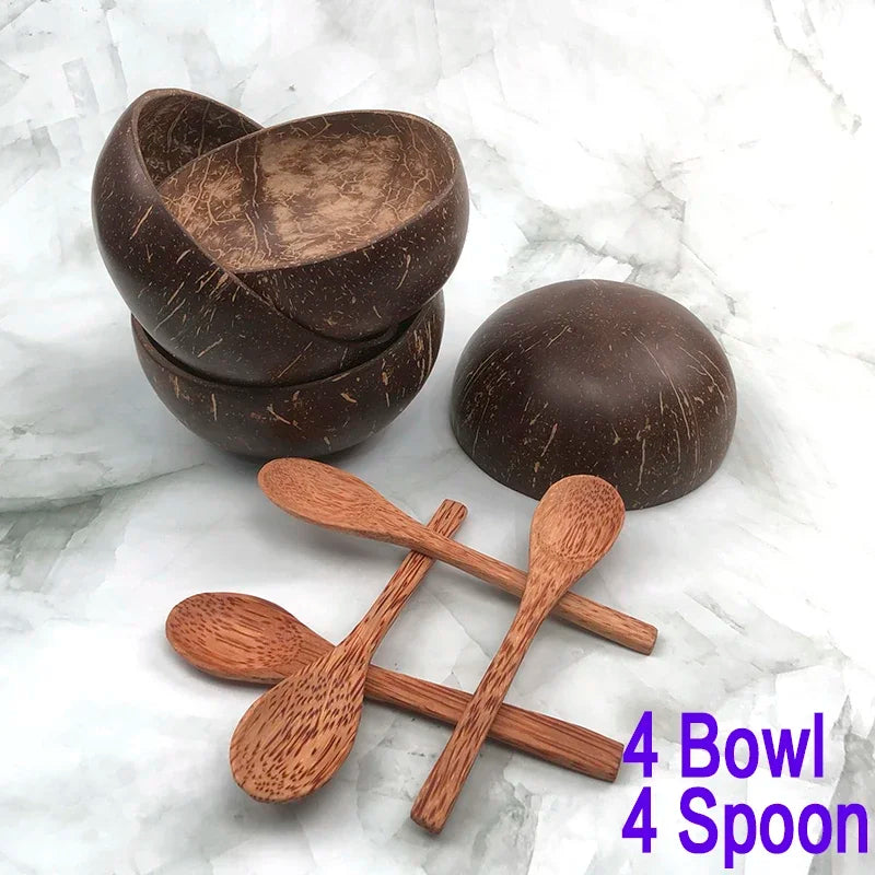Pure natural coconut wooden bowl spoon kitchenware exquisite craftsmanship rice dessert salad noodle mousse pasta - 4