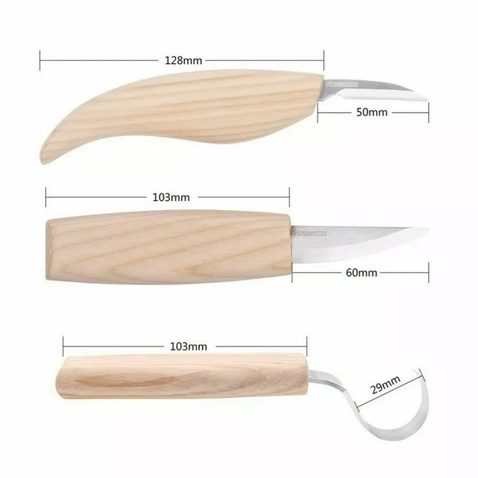 Wood carving knives set woodworking tools spoon kit whittling carpenter - as shown / united states