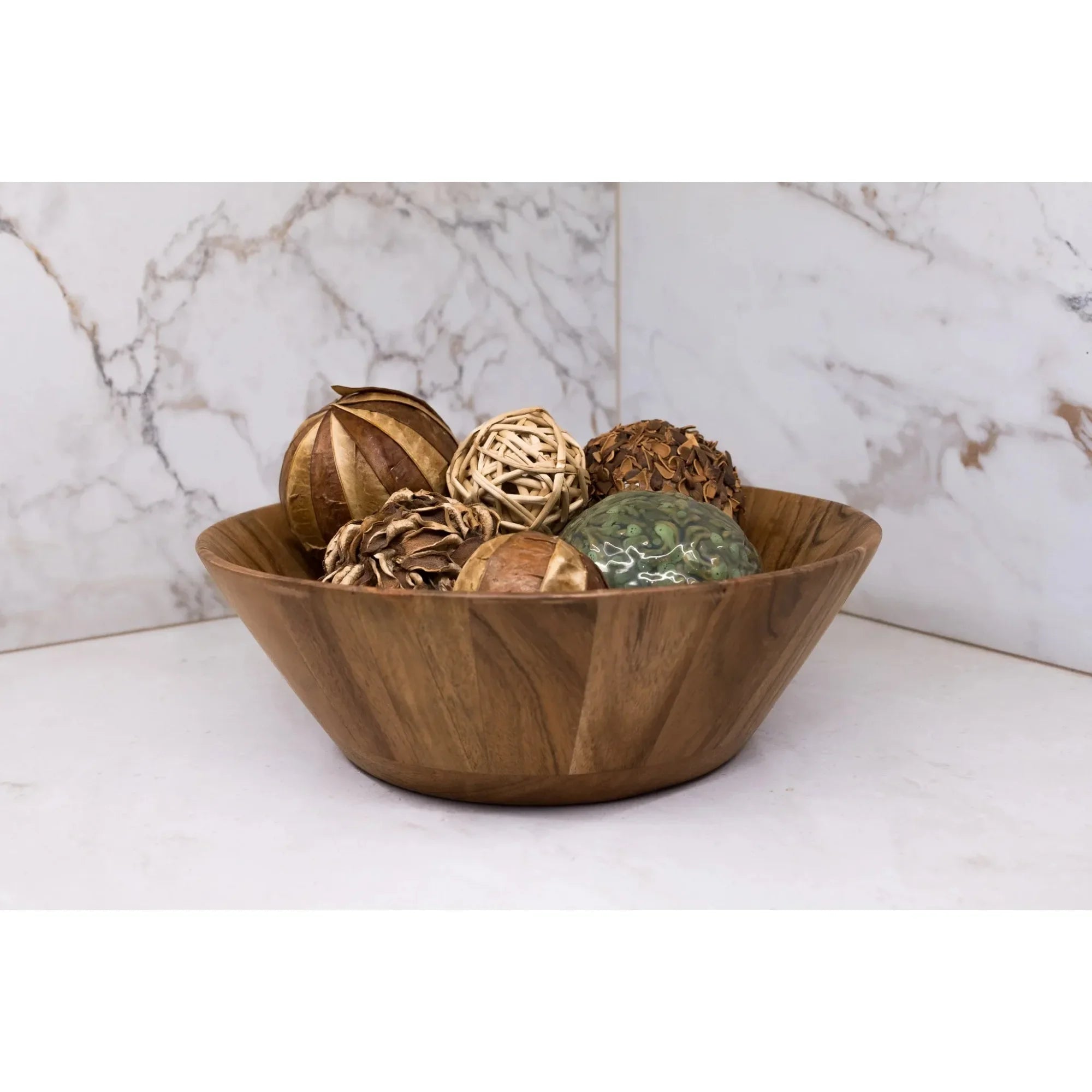 Acacia wood large angled serving bowl natural finish - united states