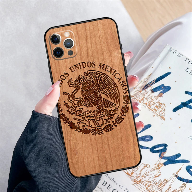 Tree rose skull cactus wood phone case for iphone 15 16 pro max 11 12 13 mini 14 xr plus 16e cover coque - 88571