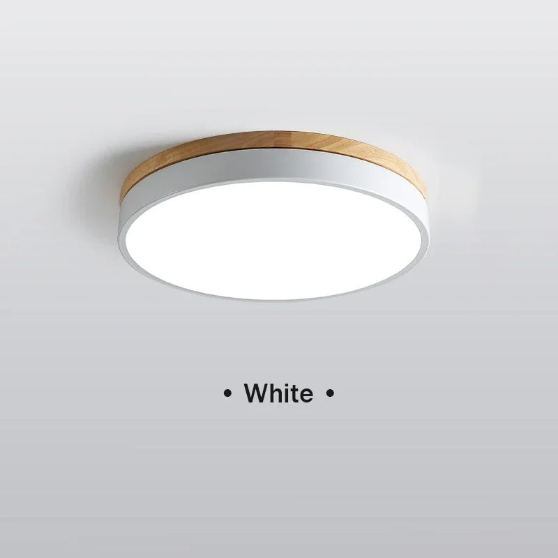 Macaron led ceiling light round wooden bottom home bedroom balcony study children’s room indoor decorceiling lamp