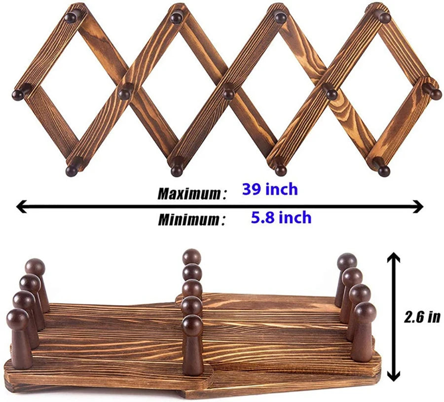 Entrance porch hanging hanger wall clothes hook walnut wood shelving living room storage shelf