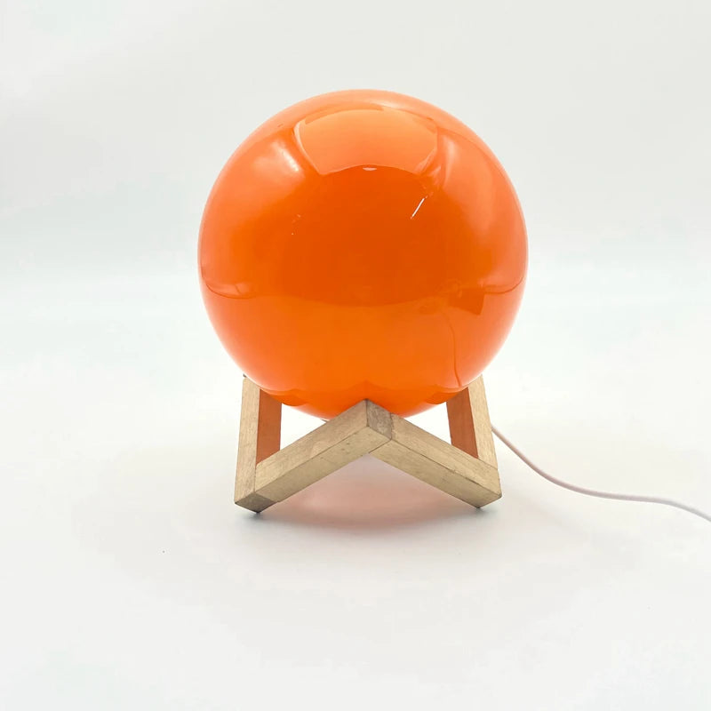 Modern and simple wooden round ball decorative small table lamp bedroom bedside living room to add atmosphere environm