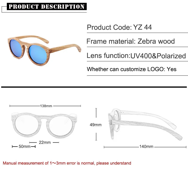 2023 new 100% real zebra wood sun glasses women round wooden sunglasses uv400 fashion sunglass sport driving oculos