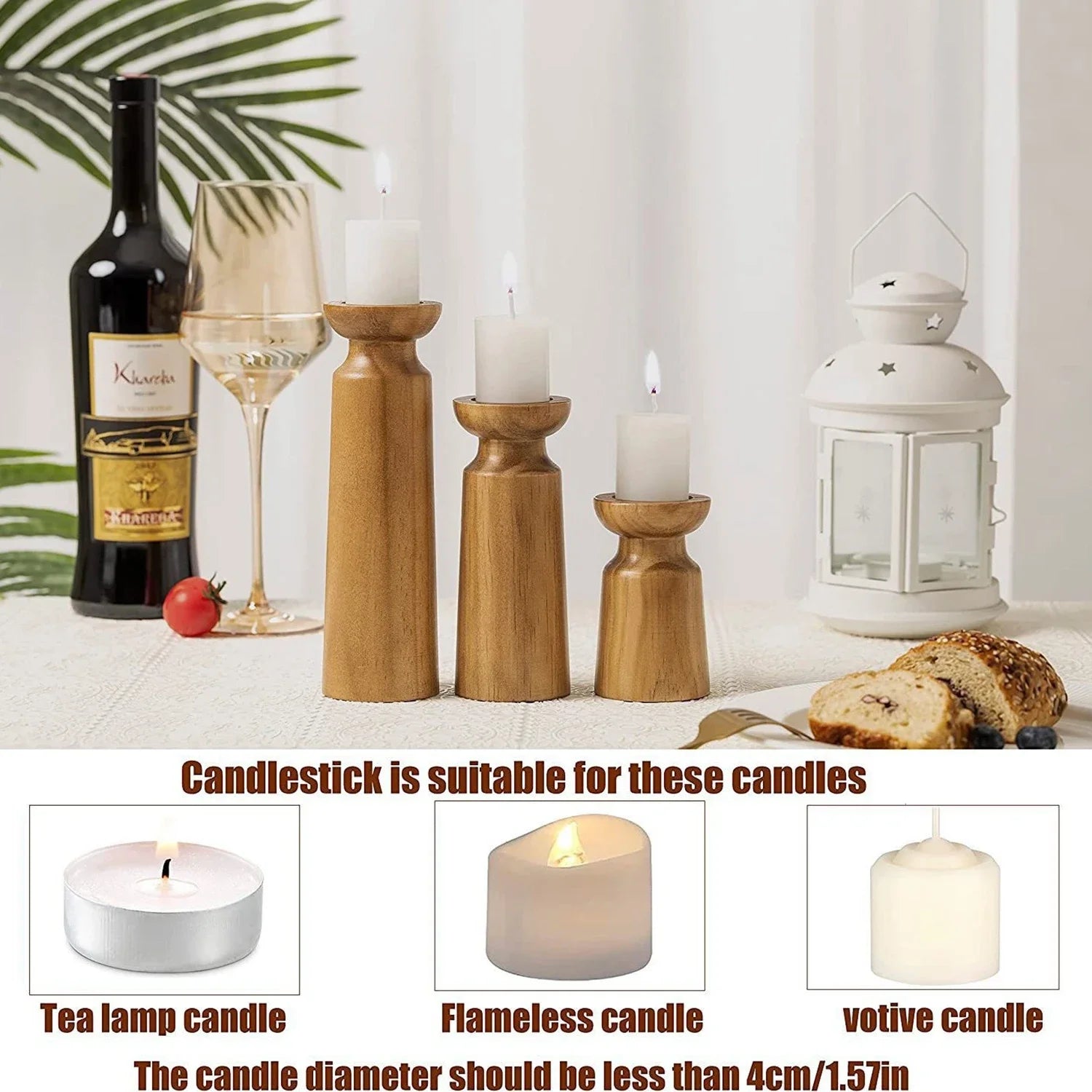 Vintage handmade wooden candle holders dining tables,weddings parties romantic desktop decorations solid wood crafts