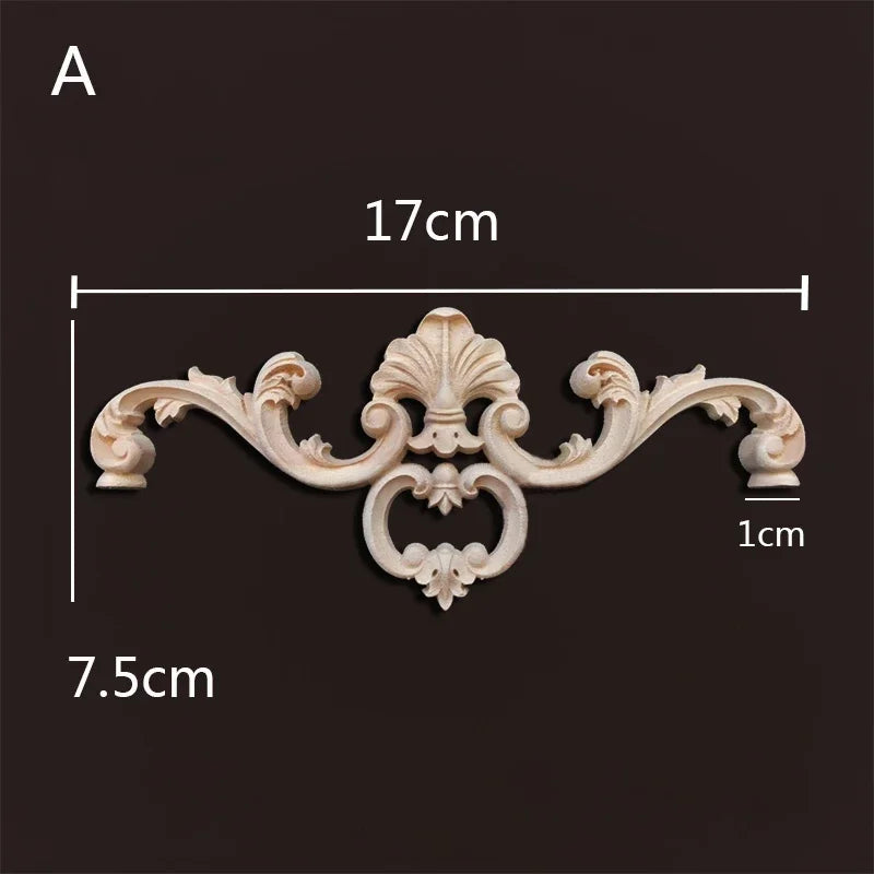 Europe wood appliques molding decals for furniture home decor carving onlays flower background wall decoration