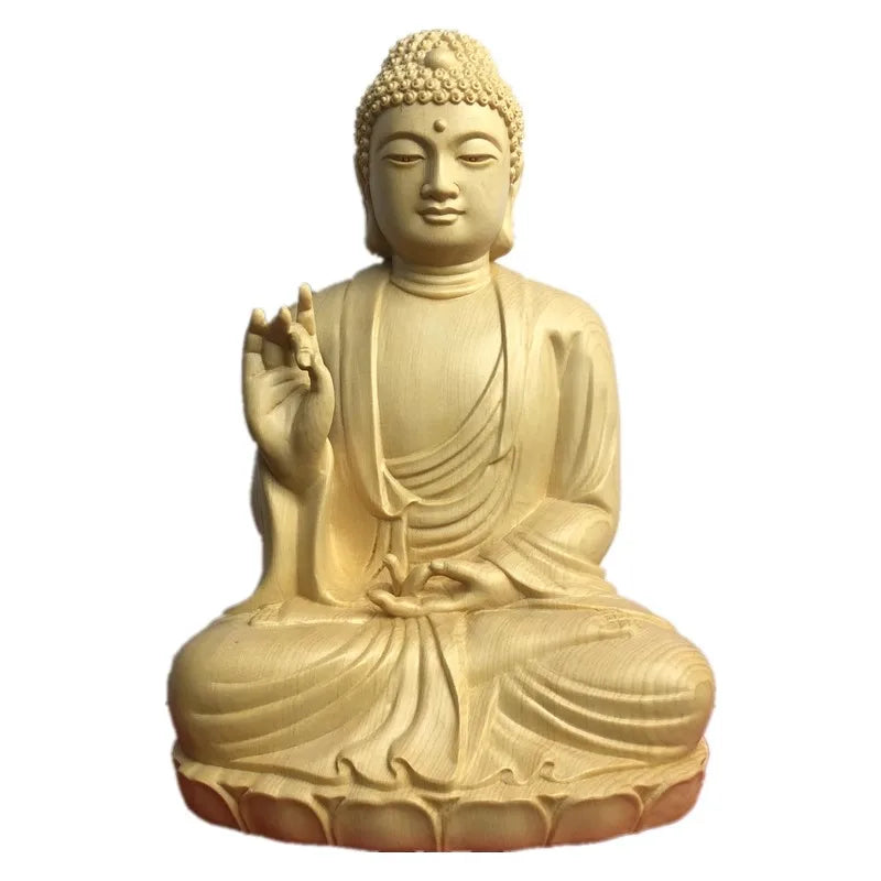 Large wooden buddha statue shakyamuni wood carving for home temple altar shrine zen room decor feng shui gift