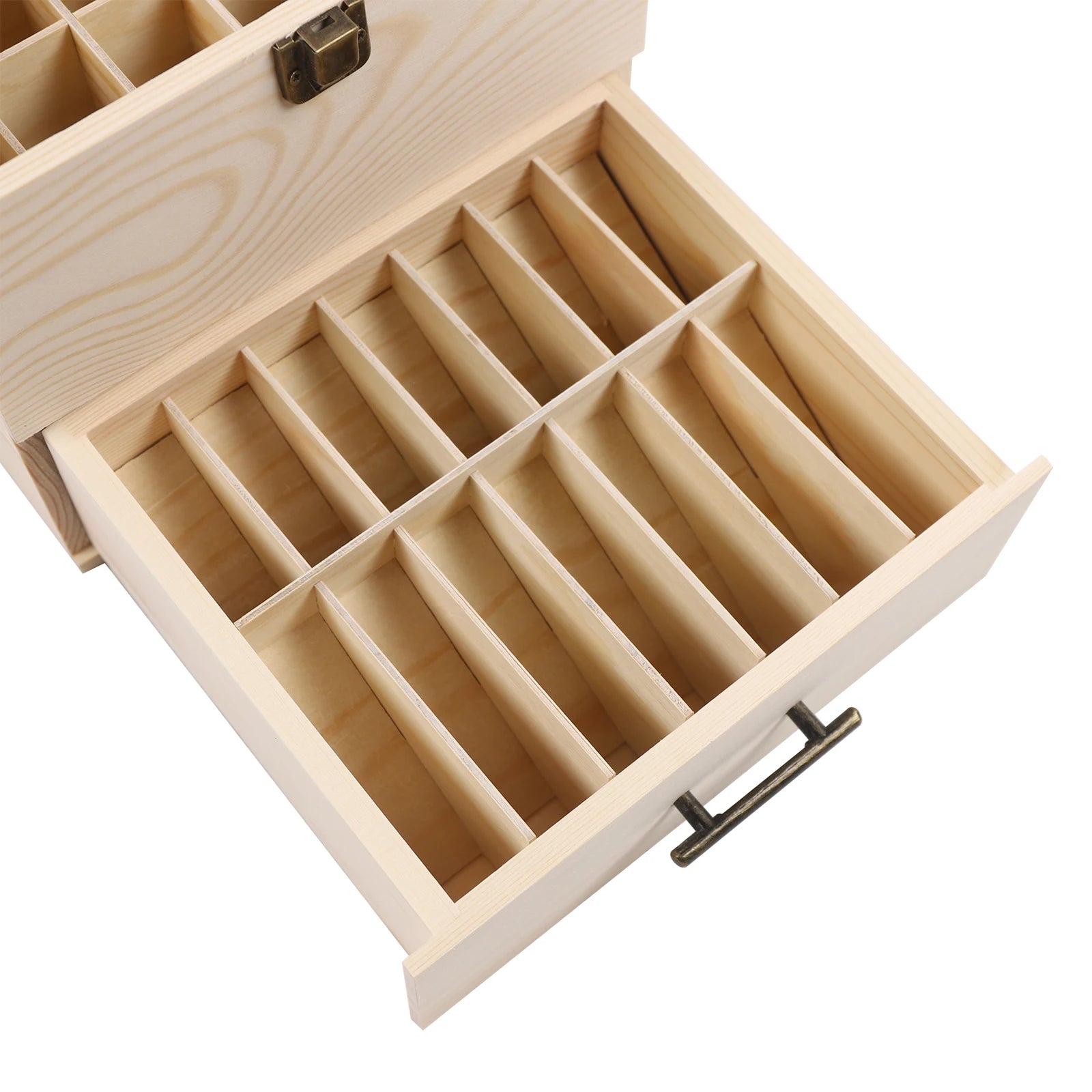 Wooden storage boxes case 59 grid level 3 space savings essential oil box large organizers multi-tray organizer - wood