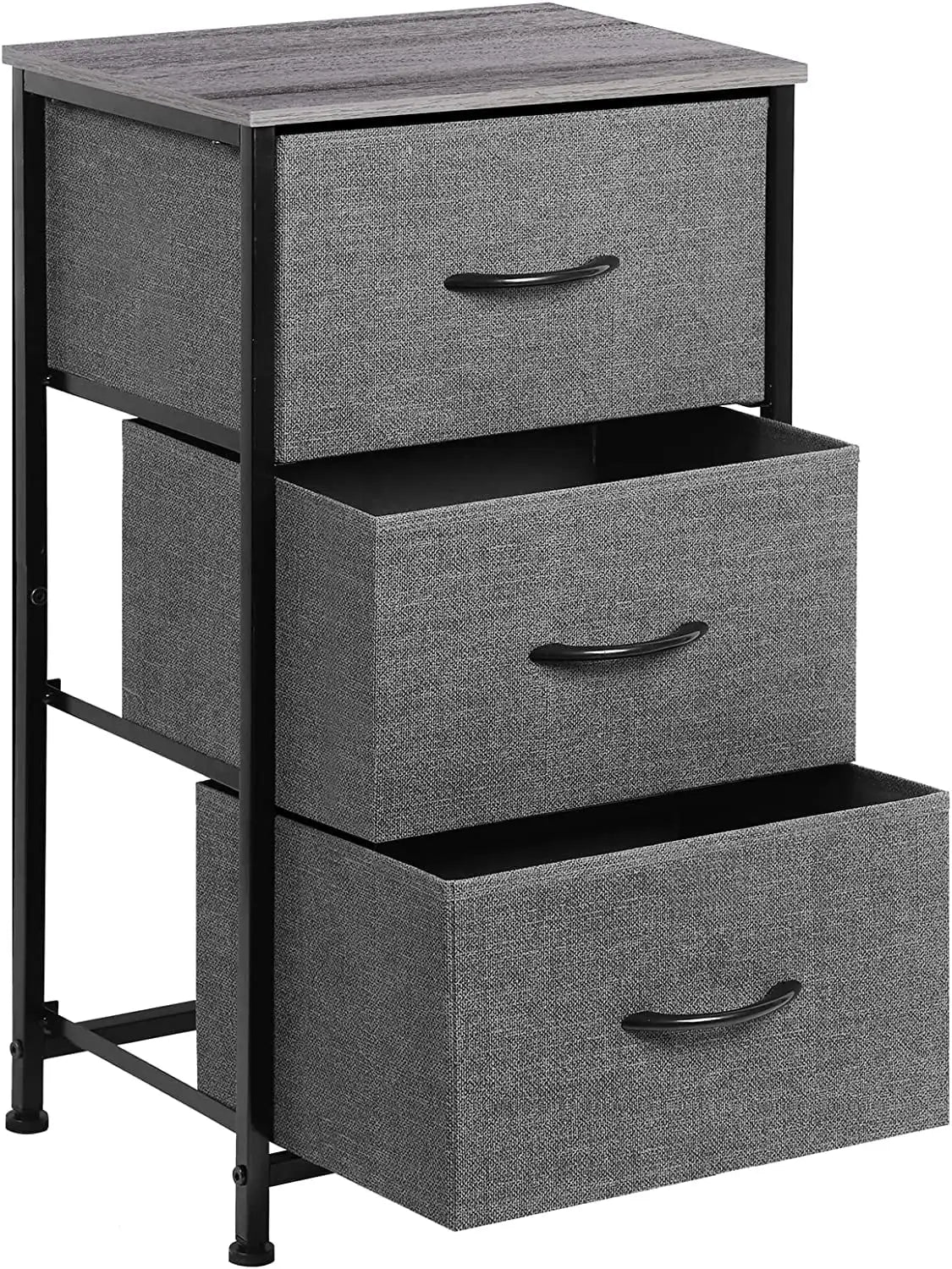 Tall dresser storage drawers stand with 3 removable fabric drawers-organizer unit for bedroom bins withrawers,gray