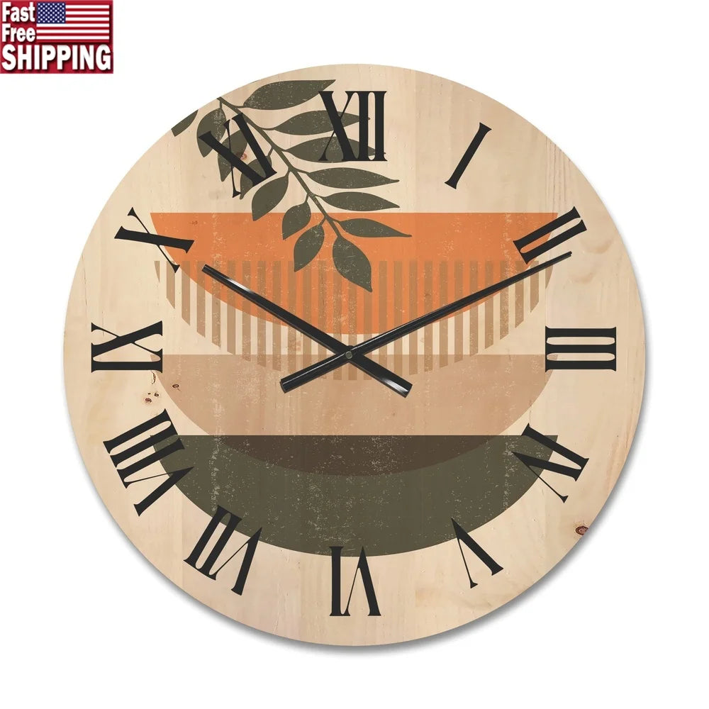 modern-abstract-geometrical-moon-sun-leaf-wood-wall-clock-home-office-decor-ready-to-hang-natural-pine-art