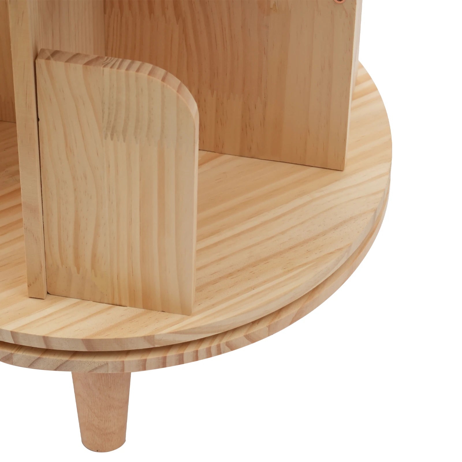 Versatile 360° free-standing wooden bookshelf organizer - space-efficient corner storage & display rack for books