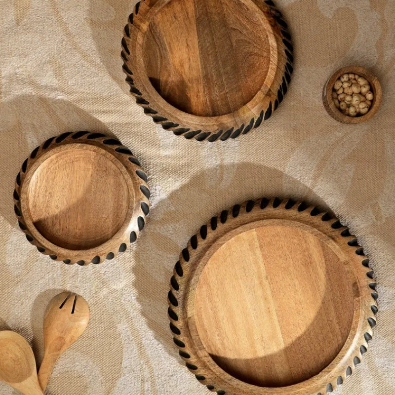 Handmade wooden bowl with black filler home decor tabletop living room decorative birthday gift serving - united states