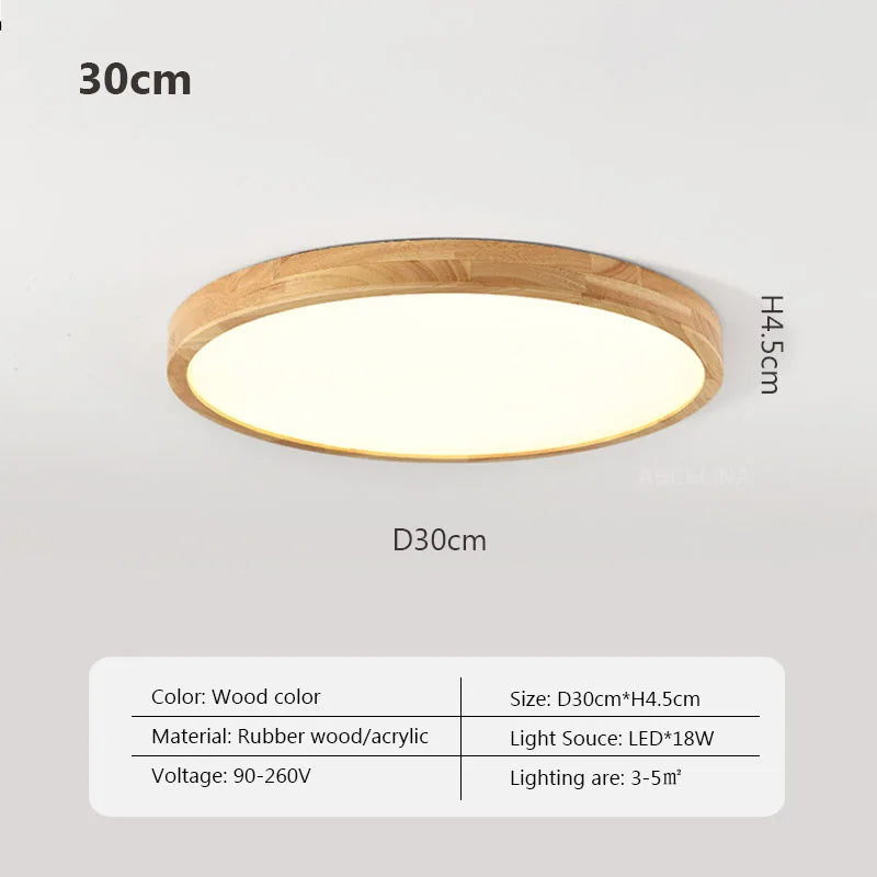 Nordic ultra-thin led wooden ceiling lights for living room bedroom lamp wood fixture lamp modern acrylic lampshade