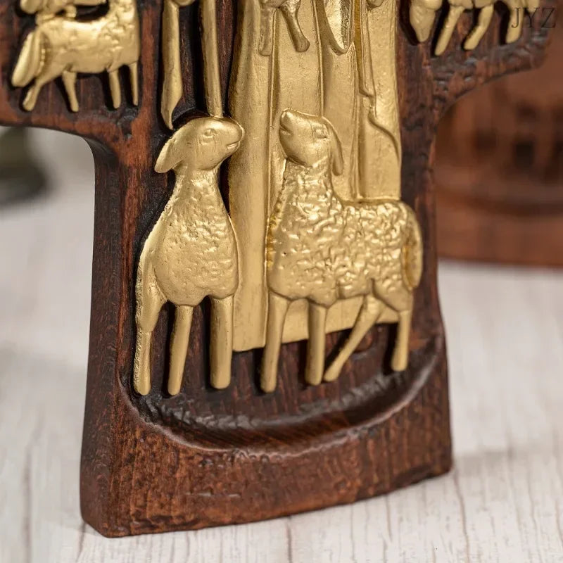 Jesus holy good shepherd cross statue home decor ornaments religious pastor gift - (christian)