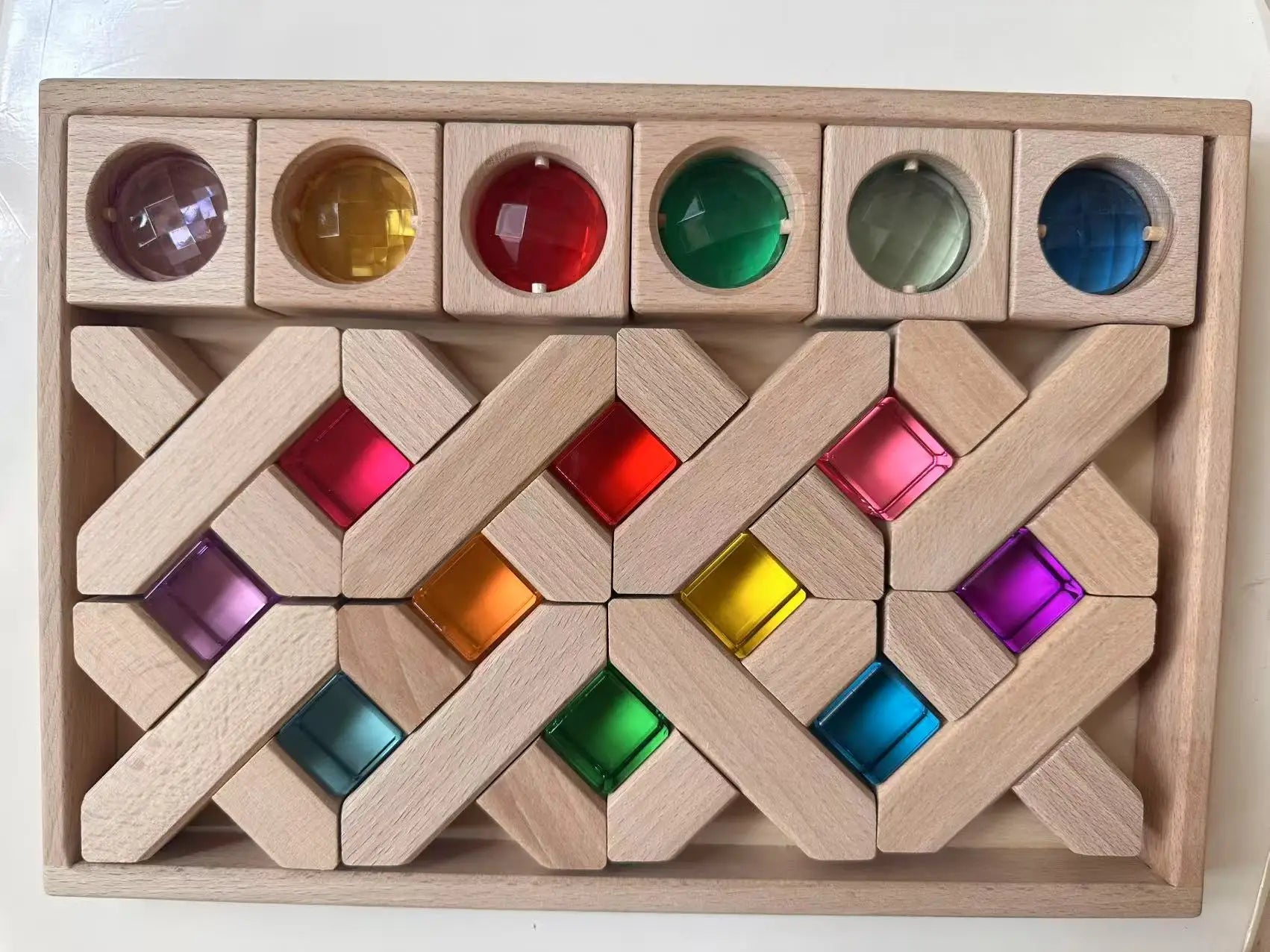 Kids large buidling wood toys x-shapes grids step gables stacking see through diy creative play - x8 mixed set - game